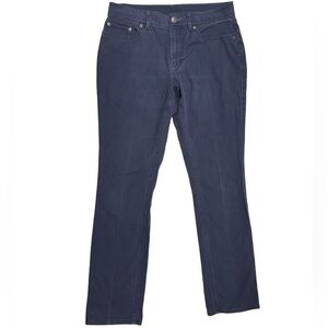 L.L. Bean Women's BeanFlex® Straight Leg Favorite Fit Canvas Pants - Navy (Sz 6)